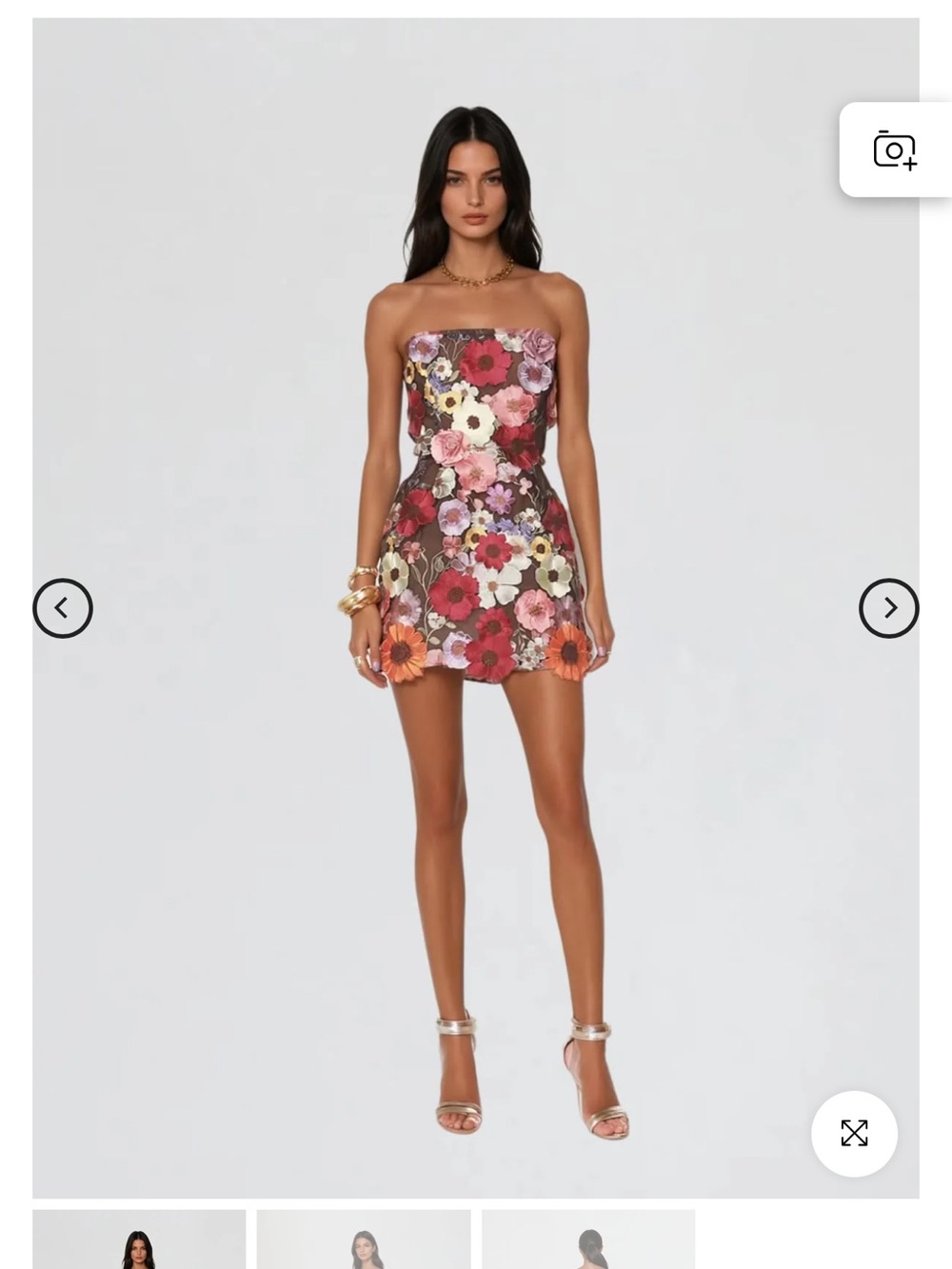 Mew Mews Strapless Floral Mini Dress in Multi-Color - Picture 3 of 13